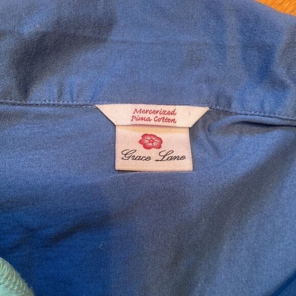 Y2K Preppy Vibes Grace Lane Collared Sleeveless Polo Top Blue Mint Trim Medium - Picture 5 of 10